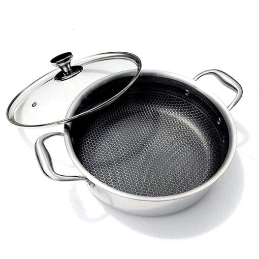 SND Homes Smart Cookware Wok Stainless Steel SUS 304 Non Stick Diamond Coating 7 Layer 5 Liter 28 cm Kadhai
