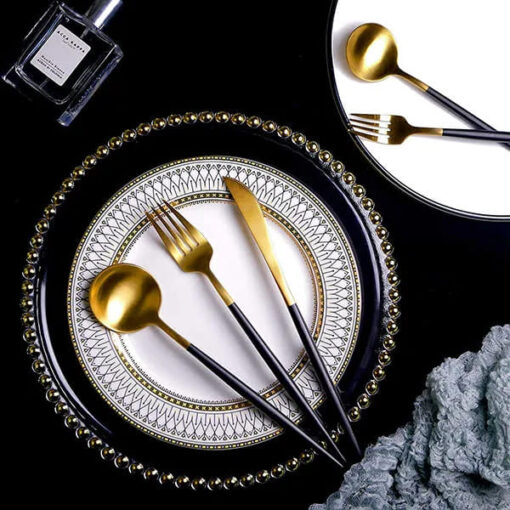 SND Homes Premium Royal Cutlery Set, Made of SUS 304, Gold Polished, High-end for Fine Dining (Set of 6 X Spoons, Forks, Knives (Total 18)) - Image 6