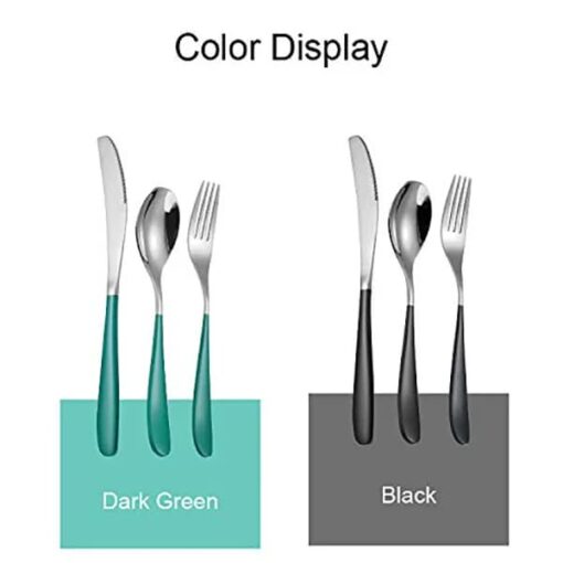 SND Homes Delicacy Cutlery for Fine Dining, Made of SUS 304 Glossy Silver Finish Spoon/ Forks/ Knives (Set of 6 Silver Black Fork) - Image 3