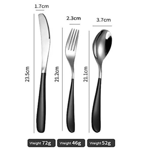 SND Homes Delicacy Cutlery for Fine Dining, Made of SUS 304 Glossy Silver Finish Spoon/ Forks/ Knives (Set of 6 Silver Black Fork) - Image 2