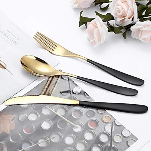 SND Homes Efficacy Fine Dining Cutlery, Made of SUS 304, Spoon/Forks/Knives (6 X Black Gold Knife) - Image 2