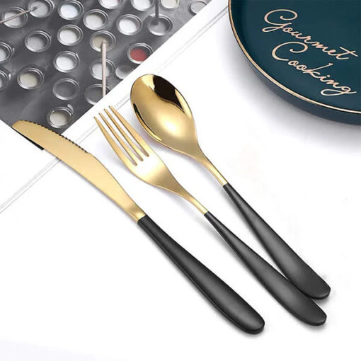 SND Homes Efficacy Fine Dining Cutlery, Made of SUS 304, Spoon/Forks/Knives (6 X Black Gold Knife) - Image 3
