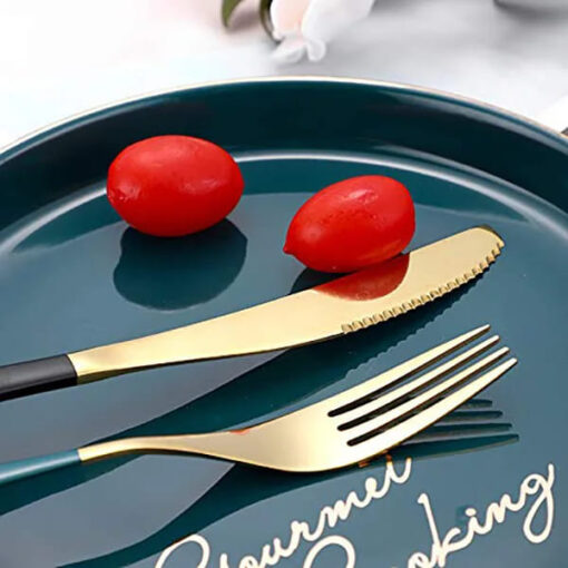 SND Homes Efficacy Fine Dining Cutlery, Made of SUS 304, Spoon/Forks/Knives (6 X Black Gold Knife) - Image 4