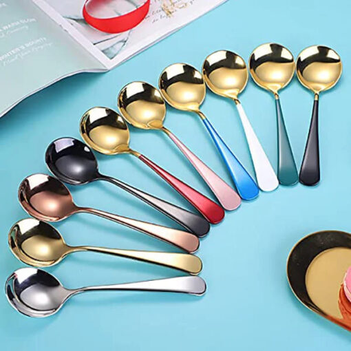 SND Homes Efficacy Fine Dining Cutlery, Made of SUS 304, Spoon / Forks/ Knives (Set of 6 Gold Black Multi-Utility Spoon) - Image 2