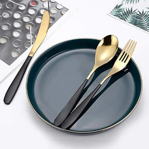 SND Homes Efficacy Fine Dining Cutlery, Made of SUS 304, Spoon/Forks/Knives (6 X Black Gold Knife) - Image 5