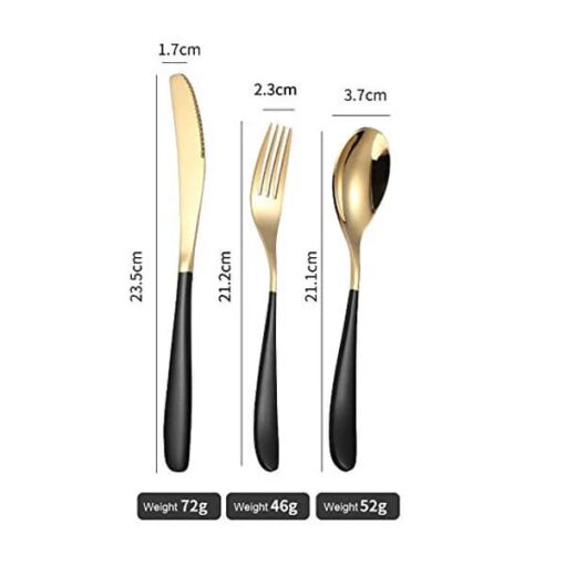 SND Homes Efficacy Fine Dining Cutlery, Made of SUS 304, Spoon/Forks/Knives (6 X Black Gold Knife) - Image 7