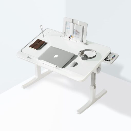 SND Homes Multipurpose Bed Table with USB Hub, Fan, Night Lamp (Grey)