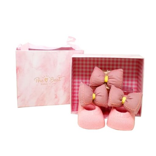 StarAndDaisy Baby Shoes and Hair Accessories for New Born Baby Girl 6 Months and 12 Months (Pink) - Image 3