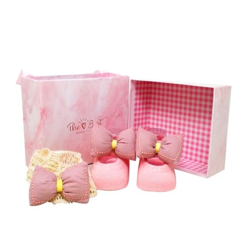 StarAndDaisy Baby Shoes and Hair Accessories for New Born Baby Girl 6 Months and 12 Months (Pink)