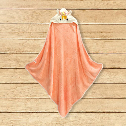 Staranddaisy Newborn 3-in-1 Unicorn Wrapper Baby Bath Towel (Orange),Pack of 1 Piece set (Upto 12 month)