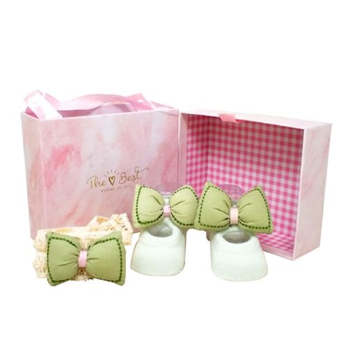 StarAndDaisy Baby Shoes and Hair Accessories for New Born Baby Girl 6 Months and 12 Months (Green)
