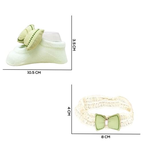 StarAndDaisy Baby Shoes and Hair Accessories for New Born Baby Girl 6 Months and 12 Months (Green) - Image 2