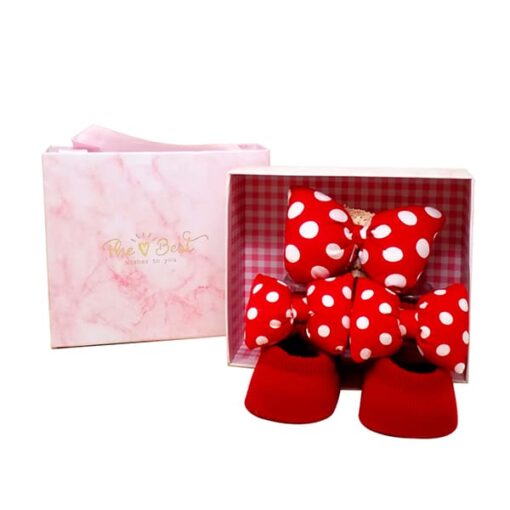 StarAndDaisy Baby Shoes and Hair Accessories for New Born Baby Girl 6 Months and 12 Months (Red) - Image 3