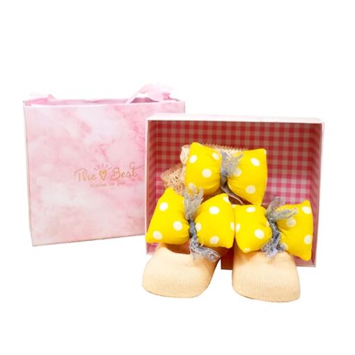 StarAndDaisy Baby Shoes and Hair Accessories for New Born Baby Girl 6 Months and 12 Months (Yellow) - Image 4
