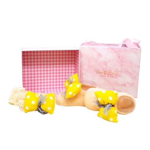 StarAndDaisy Baby Shoes and Hair Accessories for New Born Baby Girl 6 Months and 12 Months (Yellow) - Image 5