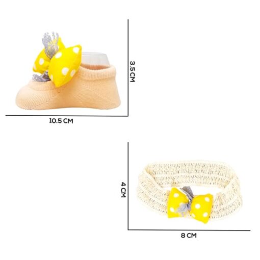 StarAndDaisy Baby Shoes and Hair Accessories for New Born Baby Girl 6 Months and 12 Months (Yellow) - Image 3