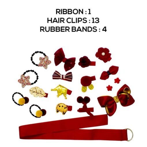 StarAndDaisy Ribbon / Hair Clips / Rubber Bands (Maroon) - Image 3