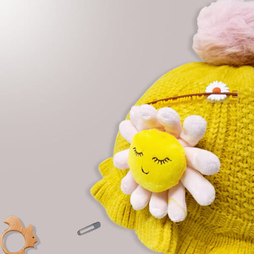 StarAndDaisy Kids Woolen Cap (Upto 4 years kids – Yellow with Pink) - Image 3