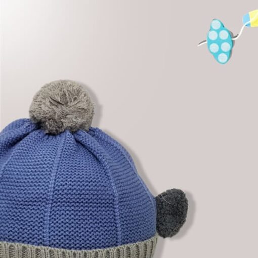 StarAndDaisy Kids Winter Cap (Upto 4 years kids – Blue & Grey) - Image 4