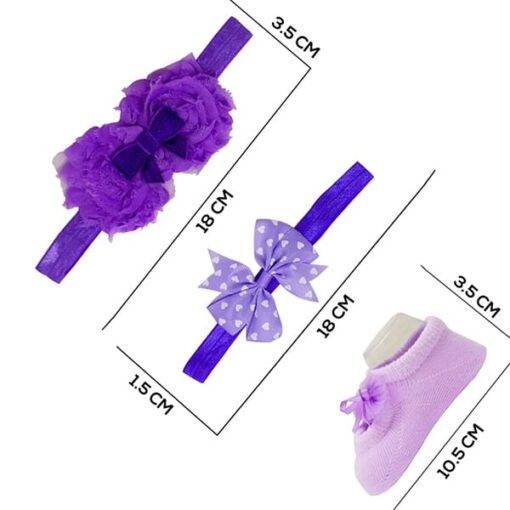 StarAndDaisy Baby Shoes and Hair Accessories for New Born Baby Girl 6 Months and 12 Months (Purple) - Image 3