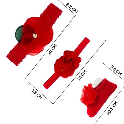 StarAndDaisy Baby Shoes and Hair Accessories for New Born Baby Girl 6 Months and 12 Months (Red) - Image 2