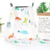 StarAndDaisy Swaddle Wrap Super Soft 100% Muslin Organic Cotton Blanket (Pack of 1 | Size 110cm by 110cm | Dinosaur Pattern)