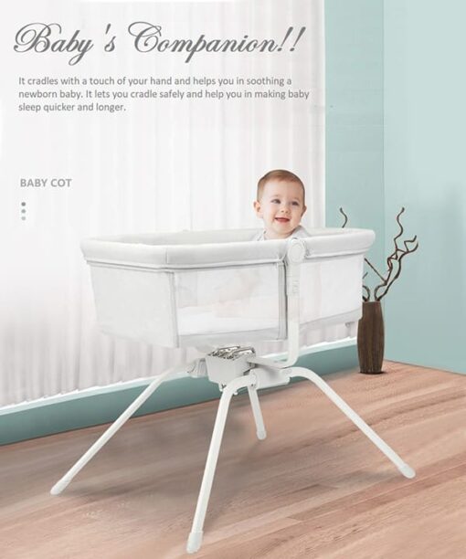 StarAndDaisy Slider Swing Baby Touch Cradle with double bearing XY axis patented swing technology for newborn baby 0-18 months (Dark Grey) - Image 3
