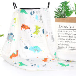 StarAndDaisy Swaddle Wrap Super Soft 100% Muslin Organic Cotton Blanket (Pack of 1 | Size 110cm by 110cm | Dinosaur Pattern)