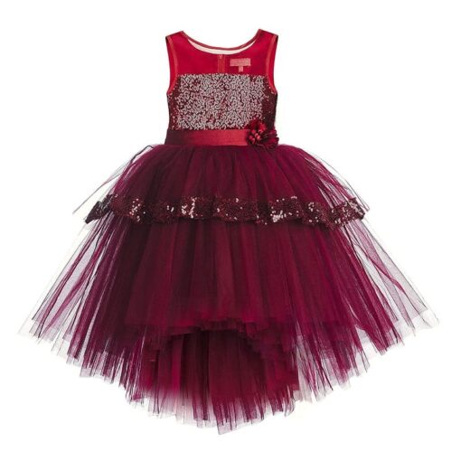 Maroon High Low Girls Party Wear Dress - Image 8