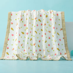 StarAndDaisy Premium Cotton 6 Layered Baby Muslin Blanket Pineapple Print - Brown