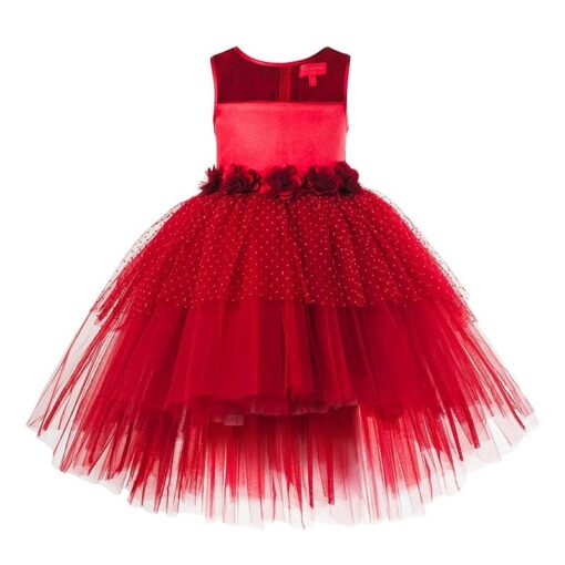 Toy Balloon Kids Maroon High-Low Girls Party Wear Dress - Image 2
