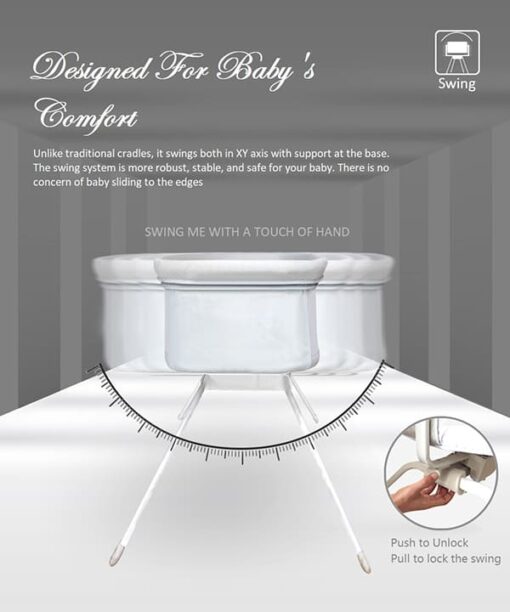 StarAndDaisy Slider Swing Baby Touch Cradle with double bearing XY axis patented swing technology for newborn baby 0-18 months (Dark Grey) - Image 2