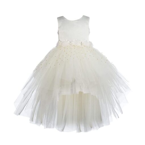 Toy Balloon Kids White High-Low Girls Party Wear Dress