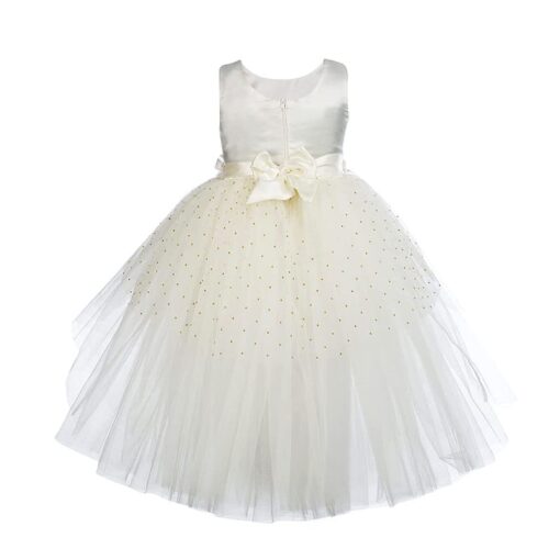 Toy Balloon Kids White High-Low Girls Party Wear Dress - Image 4