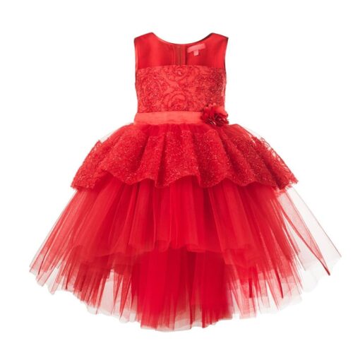 Kids Red High-Low Girls Party Wear Dress