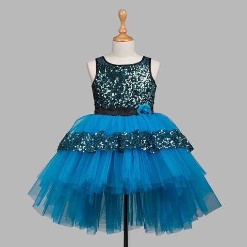 Sky Blue Girls Party Dress - Image 5
