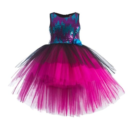 Maroon Sleeveless Applique Party Dress - Image 8
