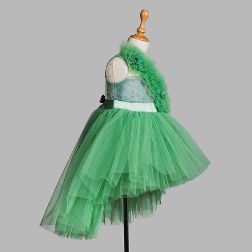 Green High Low Girls Party Wear Dress - Image 4