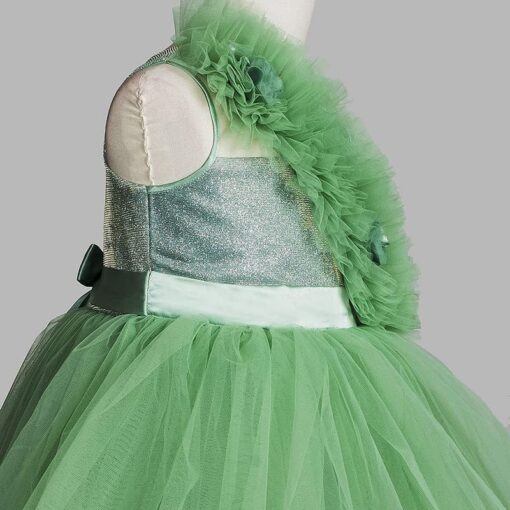 Green High Low Girls Party Wear Dress - Image 5