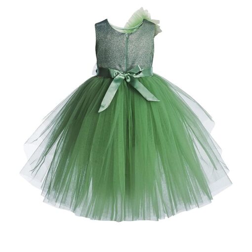 Green High Low Girls Party Wear Dress - Image 9