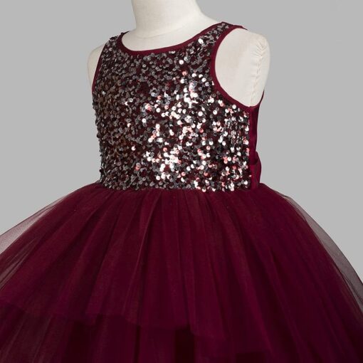 Pink Sequined High Low Girls Party Wear Dress - Image 7