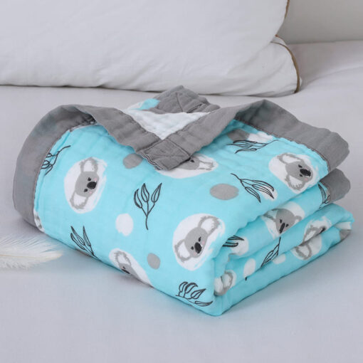 StarAndDaisy Premium Cotton 6 Layered Baby Muslin Blanket Quala Print - Blue - Image 2