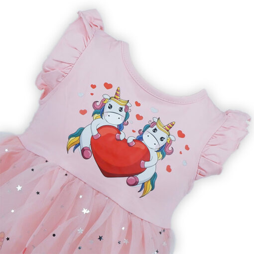 Pink Unicorn Heart Toddler Baby Girl Princesses Belle Dress - Image 2