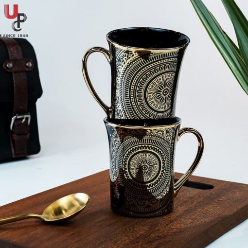 SND Homes Flower Series Fine Bone China Ceramics 300ml (Pack of 2) Bone China Coffee Mug  (330 ml, Pack of 2)