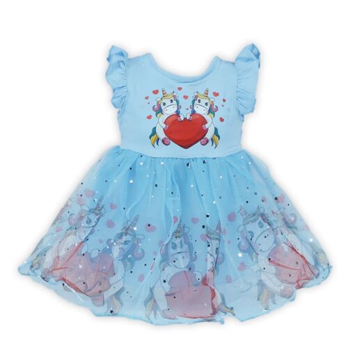 Unicorn Heart Toddler Baby Girl Princesses Belle Dress