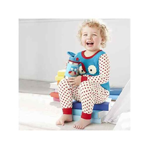 Skip Hop Kids Water Bottle with Straw, Stainless Steel Sippy Cup, Owl - Image 2