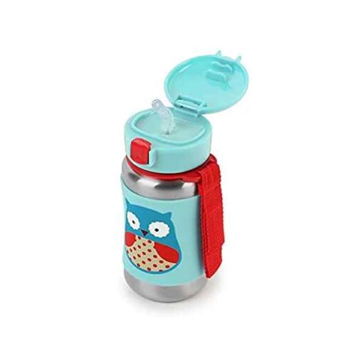 Skip Hop Kids Water Bottle with Straw, Stainless Steel Sippy Cup, Owl - Image 3