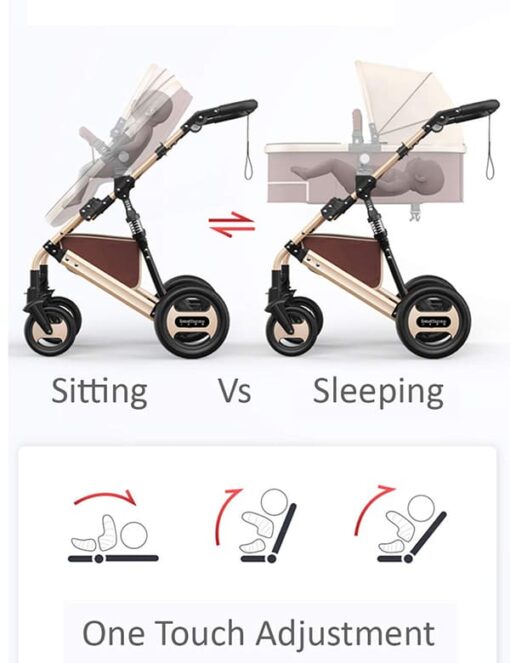 [Refurbished] StarAndDaisy Stroller/Pram, Extra Large Seating Space, Baby Cradle, Baby Carrier, Baby Car Seat, Stroller Easy Fold, for Newborn Baby/Kids, 0-2 Years (4 in 1 Feature) - Pink - Image 7