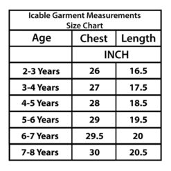 size chart of kids t-shirts