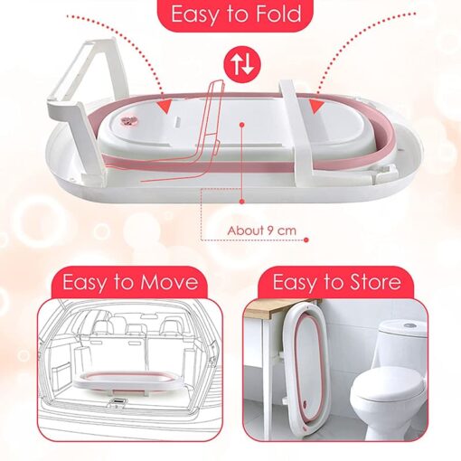 StarAndDaisy Best Portable Bathtub for Baby and Infant Expandable/ Collapsible Tub for Kids, Safe Bathing Tub for Babies, Infants From 0-12 Months W/ Drain Plug, Anti-Slip Skid Proof Bathtub-Pink - Image 6